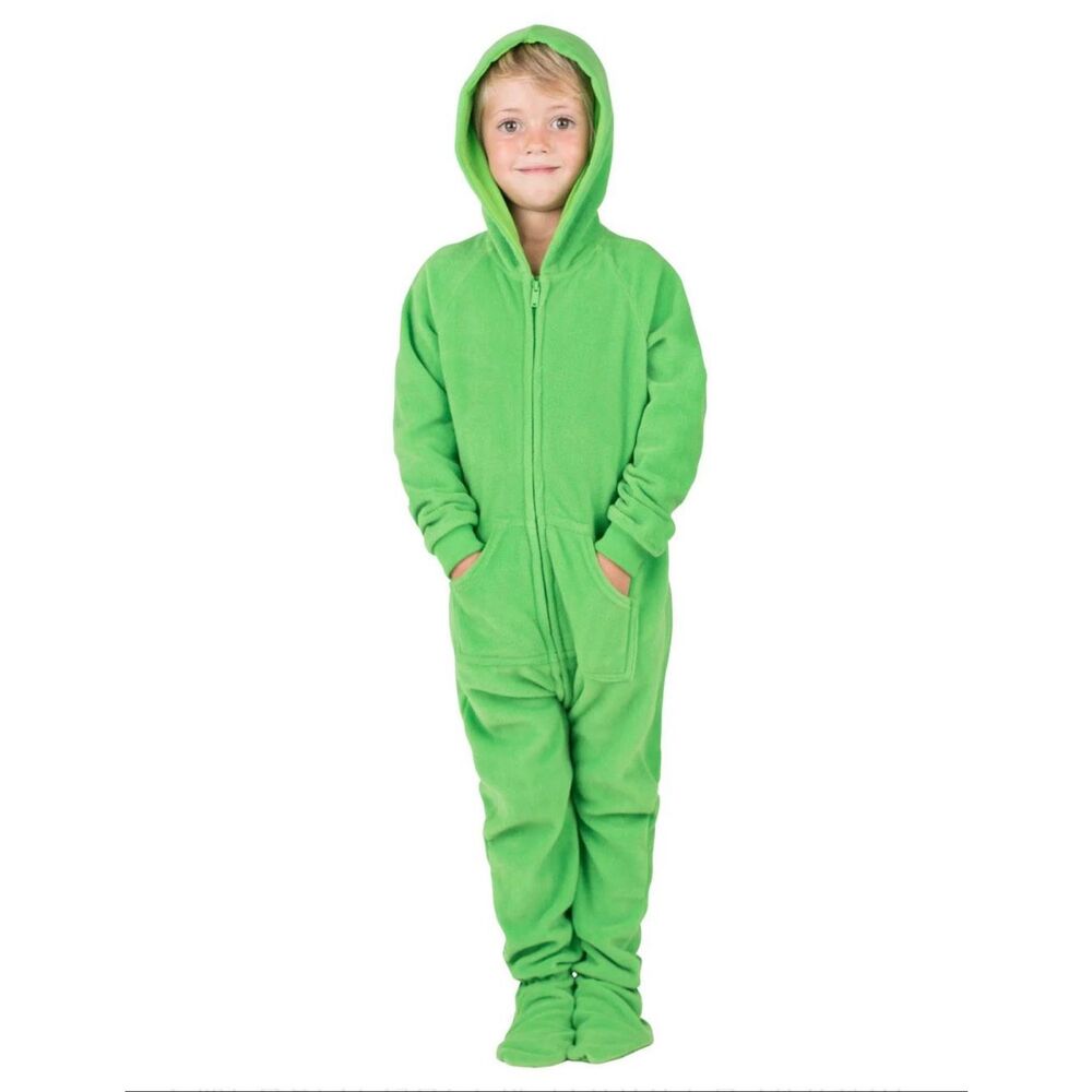 EMERALD GREEN TODDLER HOODIE FLEECE ONESIE by Footed Pajamas